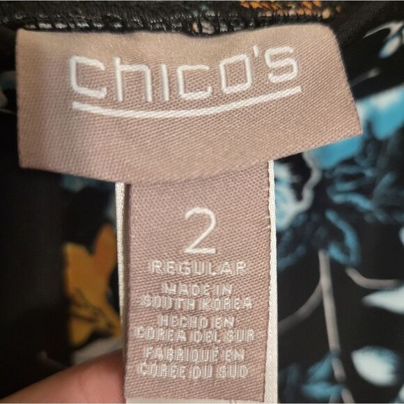 #73 Chico's Midnight Blossoms Floral Palazzo Pants, Plus Size Chico's 2 (12) NEW - Picture 5 of 6